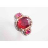 A RUBY AND DIAMOND RING,