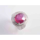 A RUBY AND DIAMOND RING,