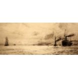 WILLIAM LIONEL WYLLIE (1851-1931), SHIPPING IN THE CLYDE ESTUARY, etching,