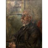 CIRCLE OF WALTER SICKERT (1860-1942), PORTRAIT OF AN ELDERLY MAN SEATED IN A CHAIR, oil on canvas,