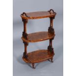 A VICTORIAN BURR WALNUT ETAGERE, CIRCA 1860-70,