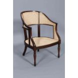 A LATE 19TH CENTURY CANEWORK BERGERE,