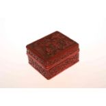 A CHINESE CINNABAR LACQUER BOX, rectangular with hinged cover,