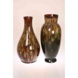 LINTHORPE POTTERY, NOS. 168 AND 181 TWO LARGE VASES, each with streaky green and brown glaze, no.