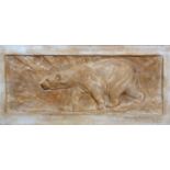 AN EARLY 20TH CENTURY RELIEF MOULDED PLASTER PLAQUE OF A POLAR BEAR, bears signature Morris Harding,