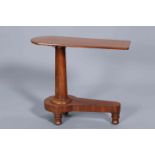 A 19TH CENTURY MAHOGANY INVALID TABLE, the rectangular top with a rounded end,