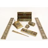 (8 PC) L.C. TIFFANY DESK SET - Gilt Dore Bronze and inlaid Abalone Shell, in the grapevine