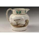 LIVERPOOL PITCHER - Large Soft Paste Pitcher marked "G.P., Derby, 1816" under the spout, with hand