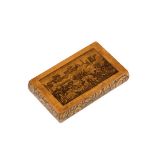 FRENCH MILITARY COMMEMORATIVE CHEROOT CASE - 19th c Fruitwood Case with hinged lid transfer