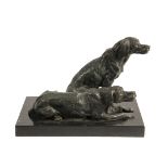 MILO (Contemporary) AFTER PIERRE JULES MENE (France, 1810-1879) - Two Hunting Dogs, cast bronze on a