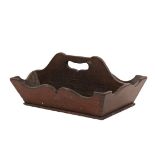 EARLY CUTLERY TRAY - American Colonial Carrier in mahogany with a walnut base plate, having