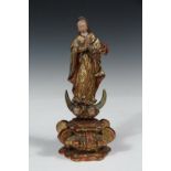 ITALIAN RELIGIOUS CARVING - 17th c Italian Gilt and Polychromed Wood Figure of Mary, standing atop a