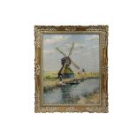 ARTHUR J. HAMMOND (MA/CT/CA, 1875-1947) - Dutch Canalside Windmill, oil on canvas, signed lower