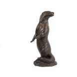 DAVID H. TURNER (VA, 1961 - ) - "River Otter", patinated bronze, signed, dated 1997 and numbered