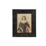 AMERICAN CIVIL WAR ERA PORTRAIT - Miniature Watercolor on Paper, unsigned, of a lovely young woman