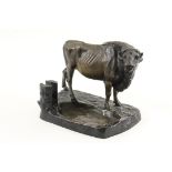 AUSTRIAN BRONZE FIGURAL SMOKING STAND - Standing American Bison, with integral ashtray in ther