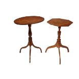 (2) EARLY MAINE CANDLESTANDS - Both Country Hepplewhite, in hardwood, late 18th to early 19th c.,