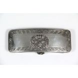 BRITISH ARMY STERLING SILVER CARTRIDGE BOX - Victorian Full Dress Officer's Belt Case, with engraved