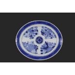 CHINESE EXPORT PLATTER - 19th c. Large Oval Blue & White Porcelain Platter, in the Fitzhugh pattern,