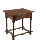 ENGLISH DRESSING TABLE - William and Mary Oak Table with molded edge overhanging top, having a