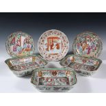 (6 PCS) CHINESE PORCELAIN - All 19th c, including: Three Matching Oblong Bowls, rose medallion