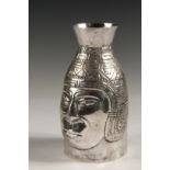 CARAFE - South American Sterling Silver Handleless Vessel with repousse decoration depicting the