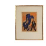 BENJAMIN KOPMAN (Russia/NY/NJ, 1887-1965) - Circus Horse Trainer, gouache on paper, signed upper