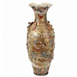 JAPANESE MONUMENTAL FLOOR VASE - 19th c Satsuma Palace Vase, baluster form, decorated with court