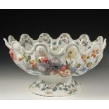 ITALIAN POTTERY PUNCH BOWL - Ornate Le Nove di Bassano Tin Glazed Faience Punch Bowl, circa 1870,