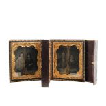 RARE CASED AMBROTYPE FAMILY SET - Four Sixth-Plate Double Portraits in one fine quality leather