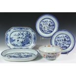 (5 PCS) CHINESE EXPORT PORCELAIN - All 19th c, including: Iron Red and Blue Deep Bowl, 4" x 9 1/