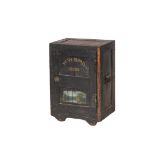 SMALL MERCHANT'S SAFE - Painted Wood and Steel Safe marked "W.W. Bird" and dated 1885, with a