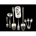 FLATWARE - (8) pieces of Georgian Period Sterling Silver Flatware, including: Fish Slice/Server with