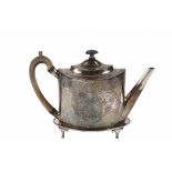 TEAPOT ON STAND - English George III Period Sterling Silver Teapot on Footed Stand, hallmarked for