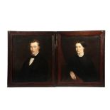 AARON ESHELMAN (KY/PA, 1826 - ?) - A Pair of Ancestral Portraits of a Maine Man and Woman, signed by