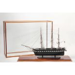 CASED SHIP MODEL - Early 20th c. Full Model of a Sailing Ship with the name "Helen L., Portland,