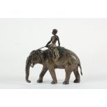 COLD PAINTED AUSTRIAN BRONZE - Figure of an Indian Man Riding an Elephant, realistically rendered,