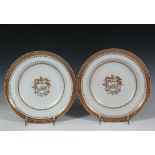 PAIR OF CHINESE EXPORT BOWLS, HISTORIC ASSOCIATION - Pair of Heraldic Plates with "JDM" monogram,