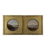 WINCKWORTH ALLAN GAY (MA, 1821-1910) - Pair of Round Landscapes, oil on canvas laid to chipboard