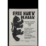ORIGINAL 1960'S PROTEST POSTER - Rare "Free Huey Rally" Poster. "Sunday, July 28, De Fremery Park (