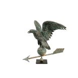 19TH C WEATHERVANE - American Eagle Full Body Weathervane in copper and zinc, circa 1850, in an