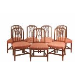 SET OF (7) HEPPLEWHITE CHAIRS - Period Mahogany Chairs with pierced and carved back, shaped seat,