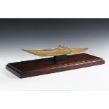 NATIVE MADE KAYAK MODEL - Inuit style, 19th c., sinew sewn seal skin over cedar wood frame, having