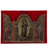 OLD MASTERS TRIPTYCH - Flemish Altar Triptych of the Virgin Mary flanked by Christ and John the