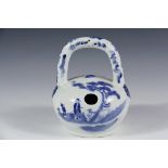 RARE CHINESE TEAPOT - 19th c. Blue & White Spoutless Teapot known as a "Eunuch's Pot", based on