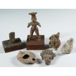 (6) ETHNIC RELICS - Including: Pre-Columbian Terra Cotta Fragments, Polynesian Stone Carving,