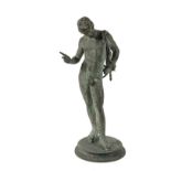 MICHELE AMODIO (Italian, 19th c) - "Narcissus", patinated cast bronze, signed on the integral