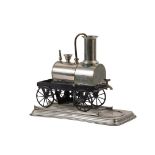 WHIMSICAL COFFEE BREWER - Early Railroad Locomotive Form 'Live Steam' Espresso Maker, circa 1880,