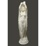 CHAUNCEY BRADLEY IVES (NY/CT/ Italy, 1810-1894) - "Undine Rising from the Water", Carrara Marble,