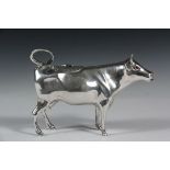 FRENCH STERLING SILVER CREAMER - Cow-Form Creamer with ruby cabochon eyes, a raised Napoleonic Bee